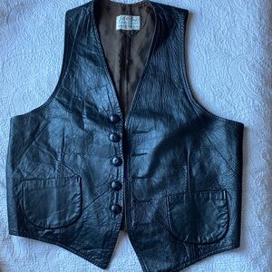 Vintage Jo Kay Black Leather Vest size medium